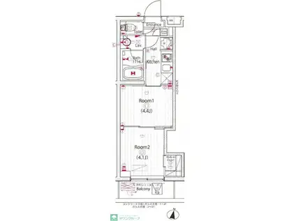 ガーラ・ステーション川崎久地(2K/4階)の間取り写真