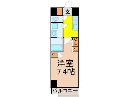 S-RESIDENCE高岳駅前AWAKE(1K/2階)の間取り写真