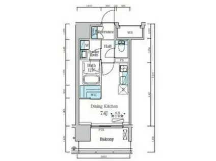 デュオフラッツ仙台木町通リネア(ワンルーム/12階)の間取り写真