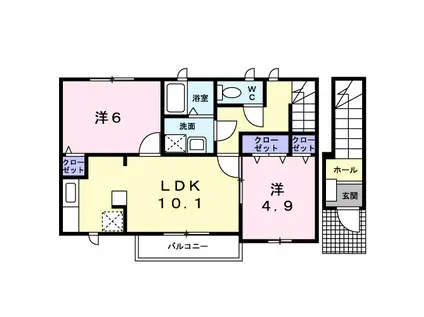 レジデンスハナナ(2LDK/2階)の間取り写真