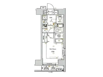 ログ銀座東(1K/3階)の間取り写真