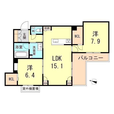 ベル エ ロンプラージュ(2LDK/4階)の間取り写真