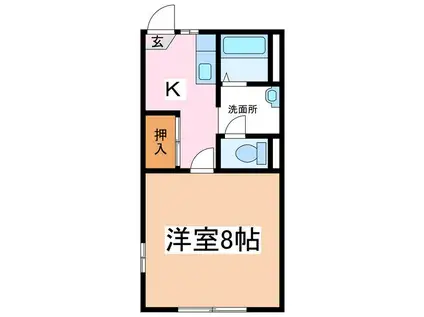 ディアス・ボヌールB(1K/1階)の間取り写真