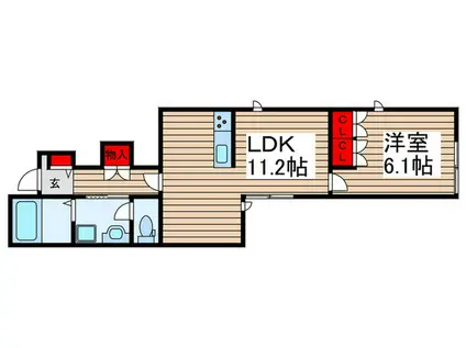 PLUM 川口(1LDK/1階)の間取り写真
