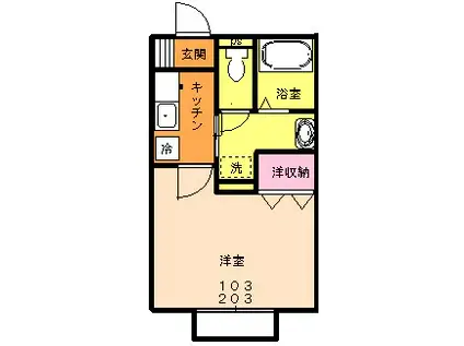 若海ハイツ(1K/1階)の間取り写真