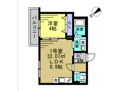 ワイエスエー南流山(1LDK/2階)の間取り写真