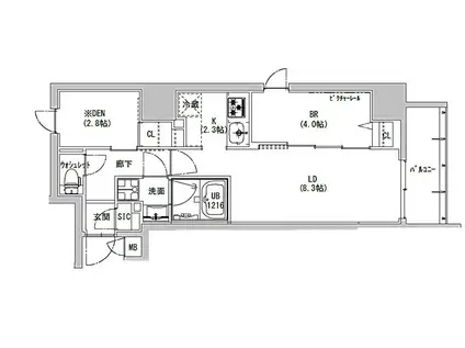 エスーレジデンス神田アバンス(1SLDK/4階)の間取り写真