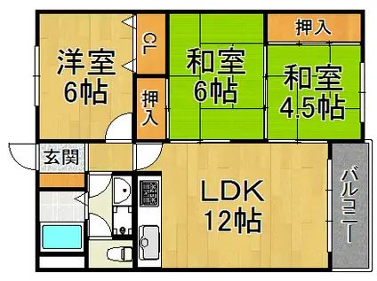 リョウジュ名次(3LDK/1階)の間取り写真
