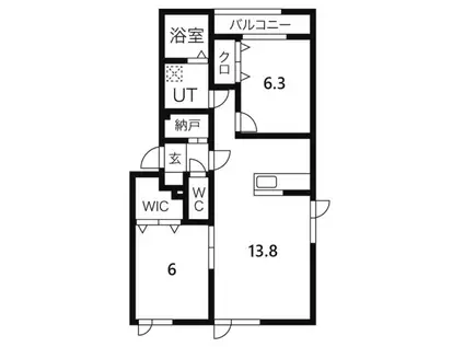 コスモルラシオン(2LDK/1階)の間取り写真