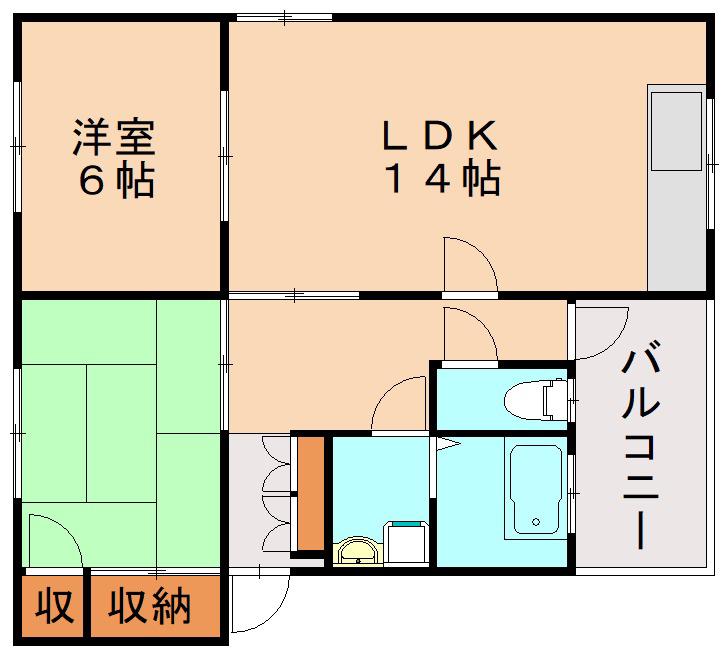 グローヴ行橋 A棟(2LDK/1階)の間取り写真