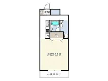 HERBE入船(1K/8階)の間取り写真