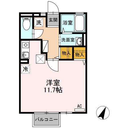エクセル東合川(ワンルーム/1階)の間取り写真