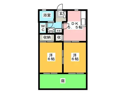 REIハイツ(2DK/1階)の間取り写真