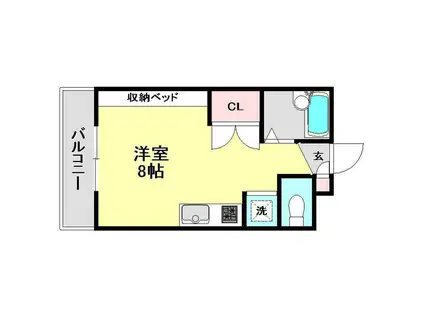 エトワール鴨部II(ワンルーム/2階)の間取り写真