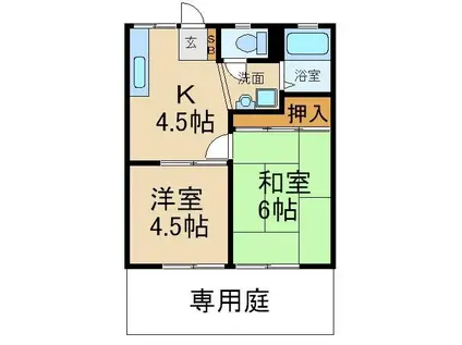 ハイツ川中(2K/1階)の間取り写真