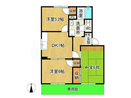 ジャルダンソレール(3DK/1階)の間取り写真