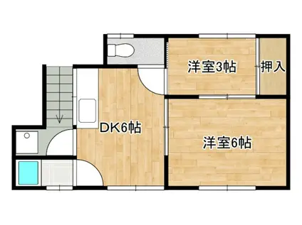 呉市和庄アパート(2DK/1階)の間取り写真