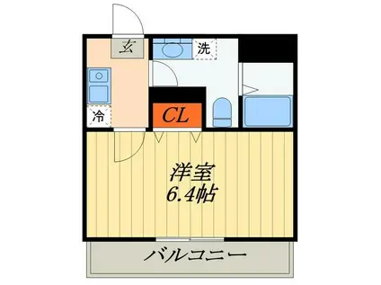 メルディア谷塚(1K/2階)の間取り写真