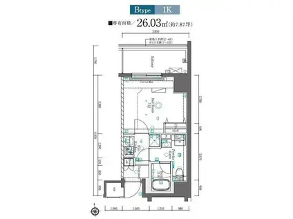 MAXIV府中AZ(1K/7階)の間取り写真