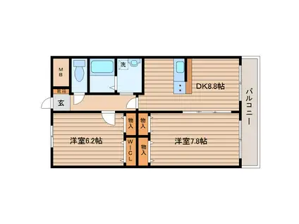 ナッツコート(2DK/4階)の間取り写真