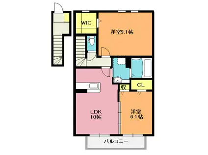 ピルム フローレスB棟(2LDK/2階)の間取り写真