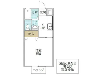 ルミエール青柳(1K/2階)の間取り写真