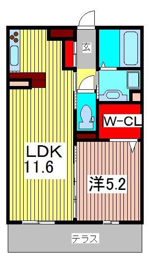 リヴェールII(1LDK/1階)の間取り写真