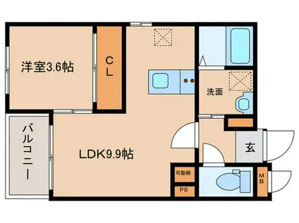 リアンレガーロ高宮ステーションII(1LDK/3階)の間取り写真