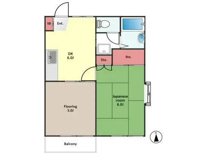 プレザンスコート(2DK/2階)の間取り写真