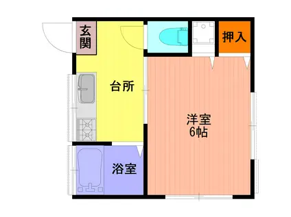 アップルハウス(1K/2階)の間取り写真