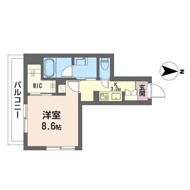 ウエストハイツ(1K/2階)の間取り写真