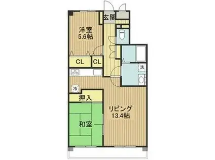 ベルトピア西明石III(2LDK/2階)の間取り写真