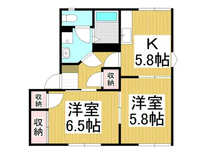 フレグランス 岩波 E棟(2K/1階)の間取り写真