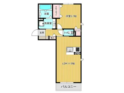 パークヴィラ楠V棟(1LDK/1階)の間取り写真