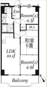 シュターンハイム第一(3LDK/9階)の間取り写真