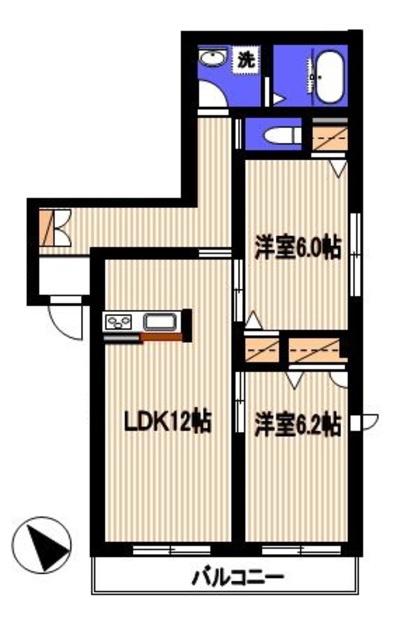 アミコート(2LDK/1階)の間取り写真