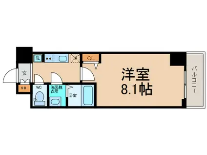 プレサンス谷町九丁目駅前(1K/2階)の間取り写真