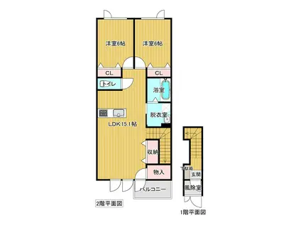プリンス(2LDK/2階)の間取り写真