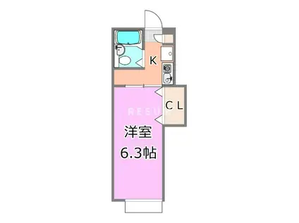 チェーロ轟(1K/2階)の間取り写真