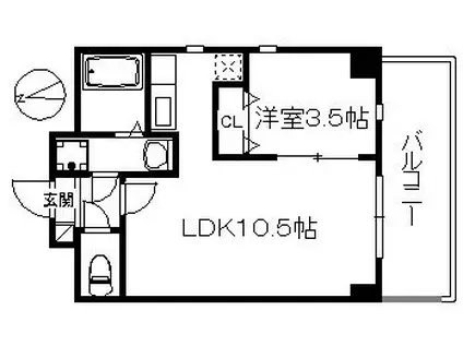 アリエス今宿II 25(1LDK/3階)の間取り写真