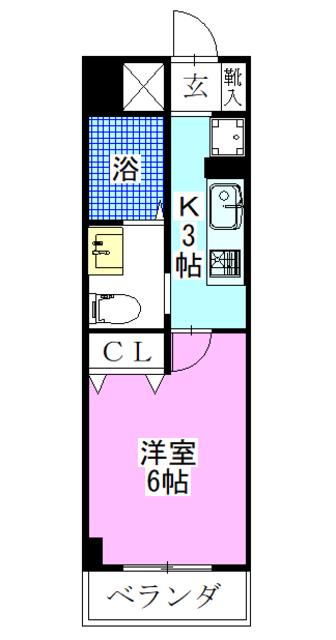 レジディア西船橋(1K/3階)の間取り写真