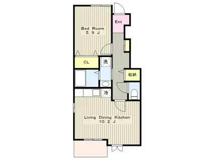 ヴェルデ向陽II(1LDK/1階)の間取り写真