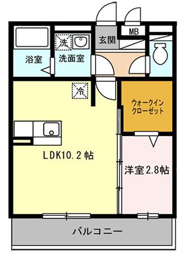 ラベニール(1LDK/2階)の間取り写真