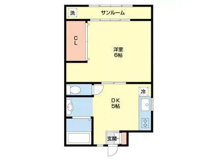 コーポAPR1998 I(1K/1階)の間取り写真