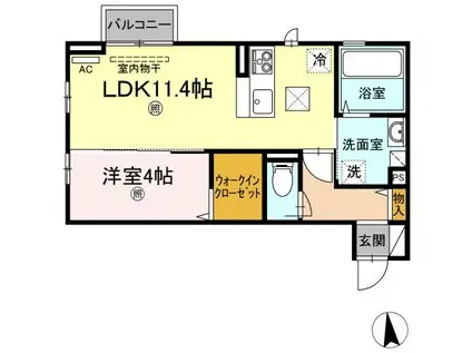 NAGOMI(1LDK/1階)の間取り写真