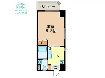 レジュイール花丘(1K/4階)の間取り写真