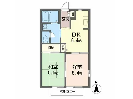 セリジェ(2DK/2階)の間取り写真
