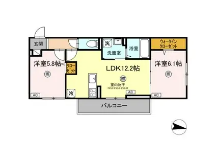 ガーランド(2LDK/3階)の間取り写真