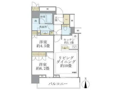 ザ・パークハウス晴海タワーズティアロレジデンス(2LDK/29階)の間取り写真