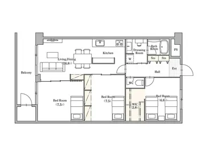 PENDY浦和別所(3LDK/4階)の間取り写真